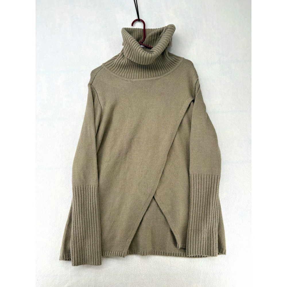 G By Giuliana Black Label Ribbed Knit Turtleneck Pullover Sweater Beige Women XL
